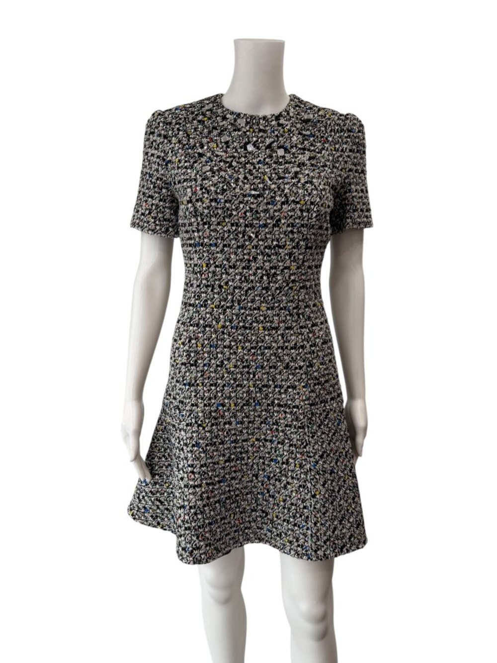 Louis Vuitton White Black Beaded Peplum Dress size 4/IT 40